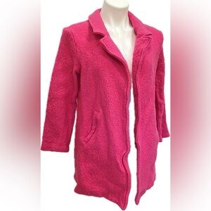RACHEL ZOE PINK WOOL BLEND COLLARED OPEN FRONT LAYER UNLINED JACKET COAT
